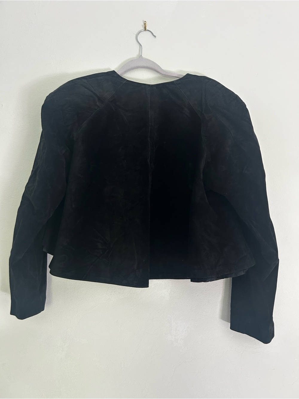 Danier Black Suede Cropped Swing Jacket Size Large - Picture 2 of 6